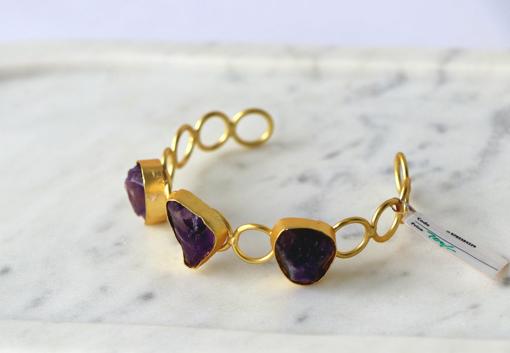 Ruby Amethyst Quartz Triad Bracelet