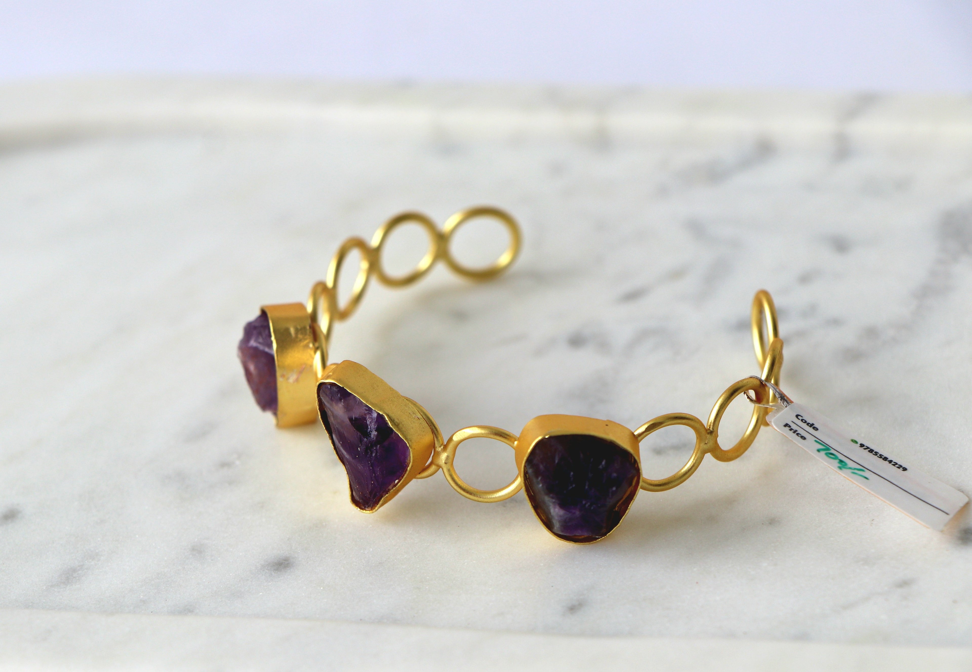 Ruby Amethyst Quartz Triad Bracelet