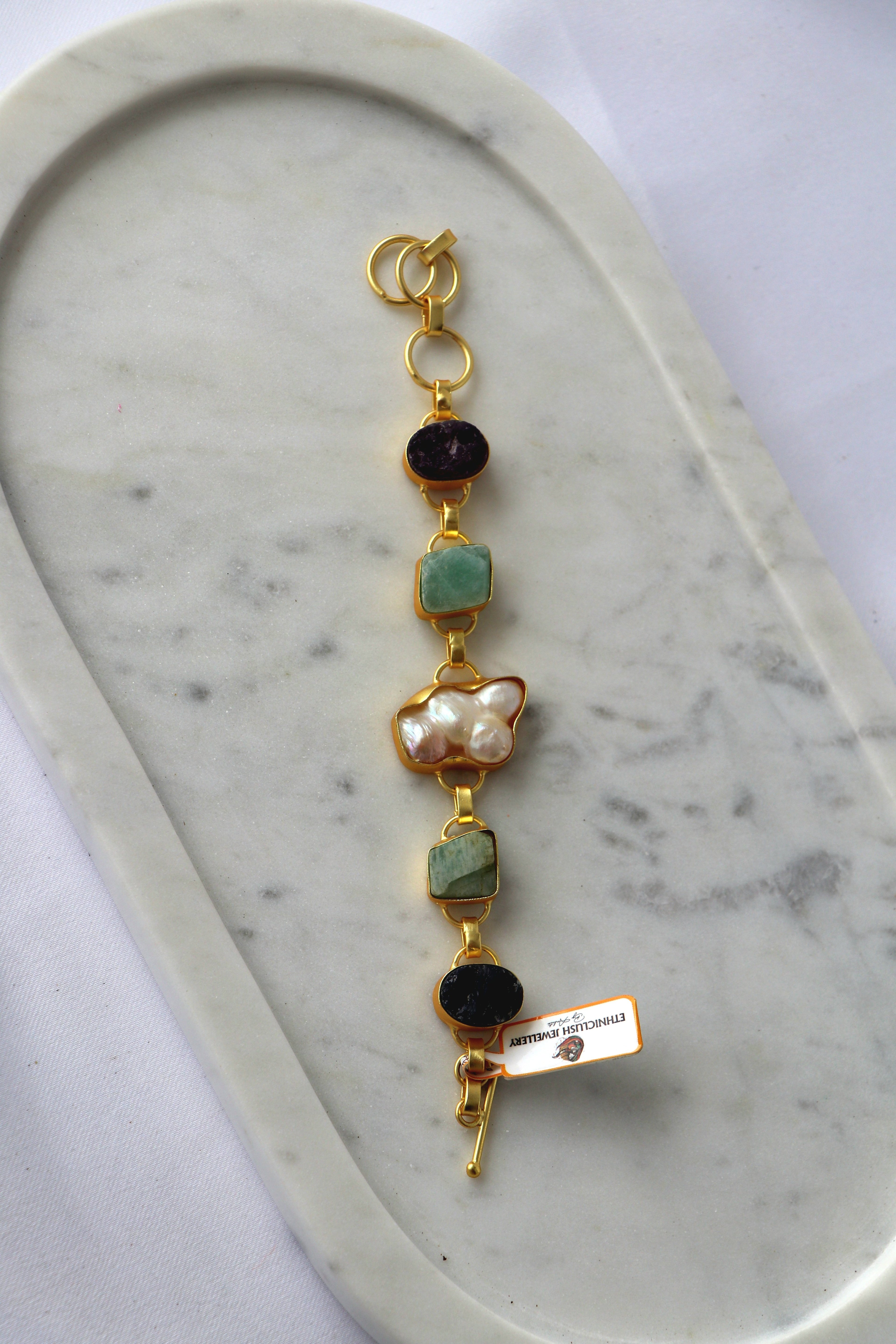 Gemstone Pearl Cascade Necklace