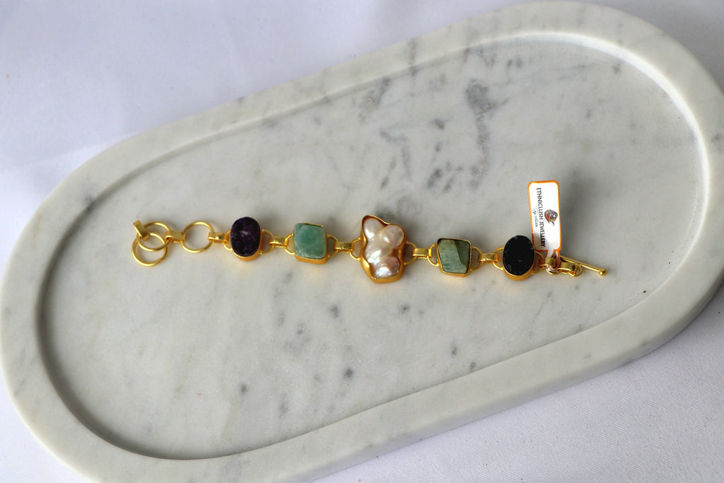 Gemstone Pearl Cascade Necklace