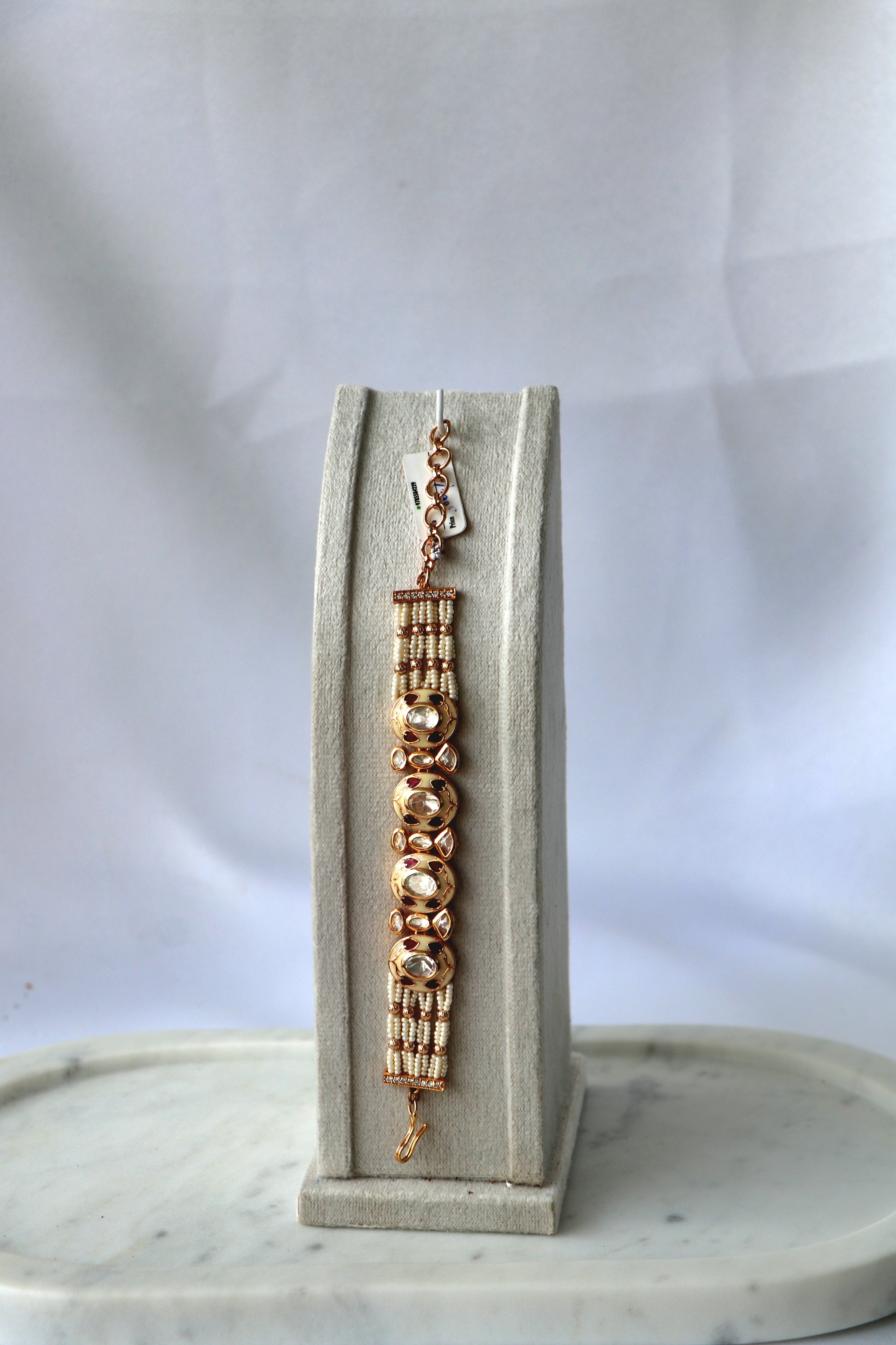Royal Kundan & Pearl Lattice Bracelet