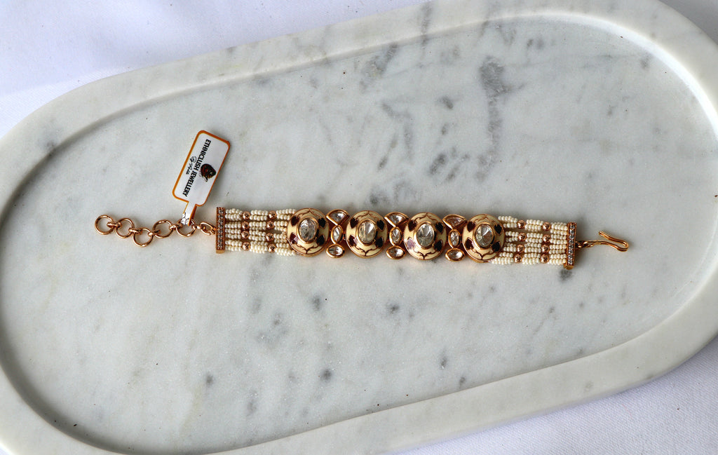 Royal Kundan & Pearl Lattice Bracelet