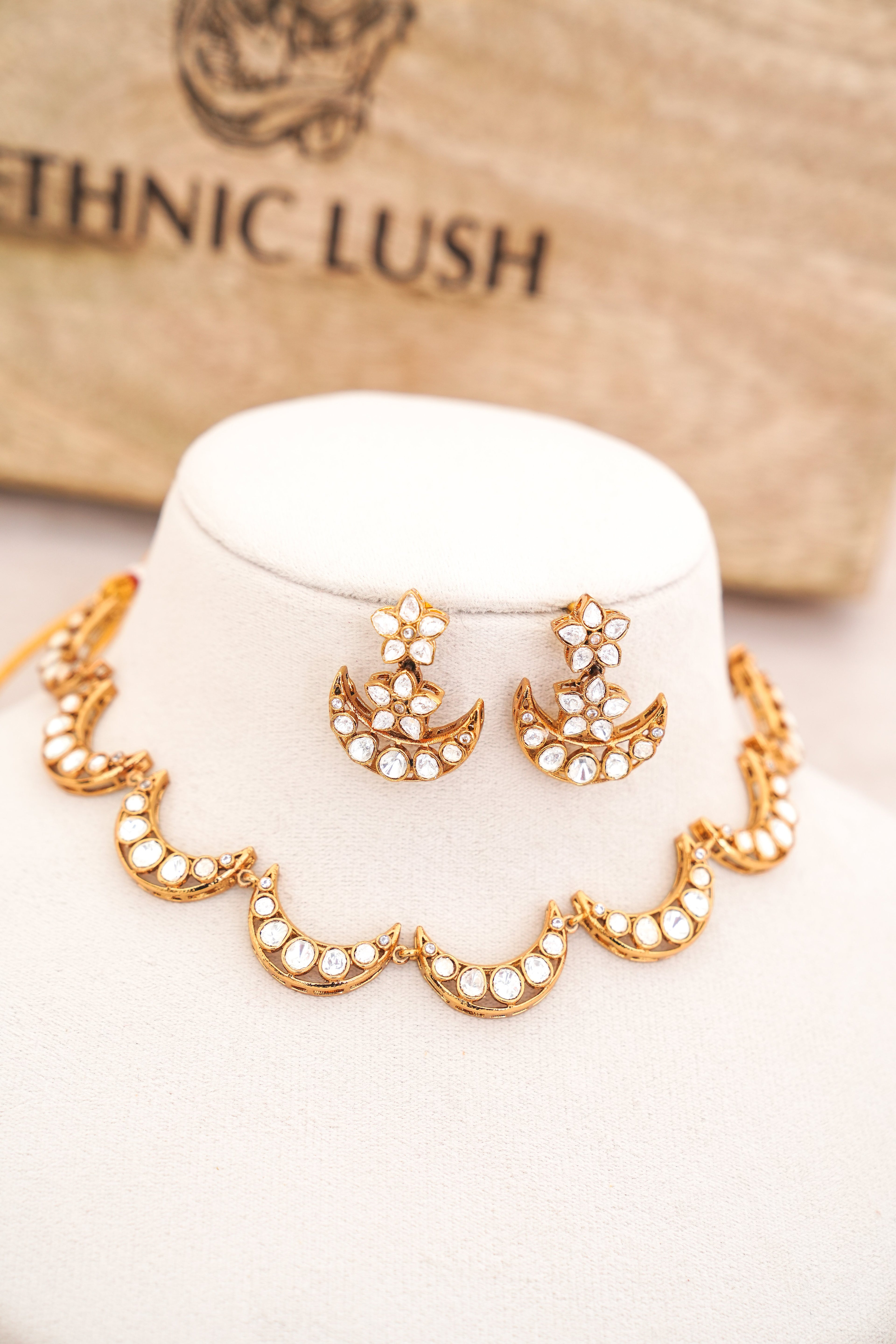 Celestial Crescent Moon Necklace Set