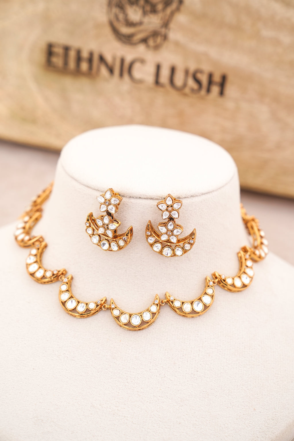 Celestial Crescent Moon Necklace Set