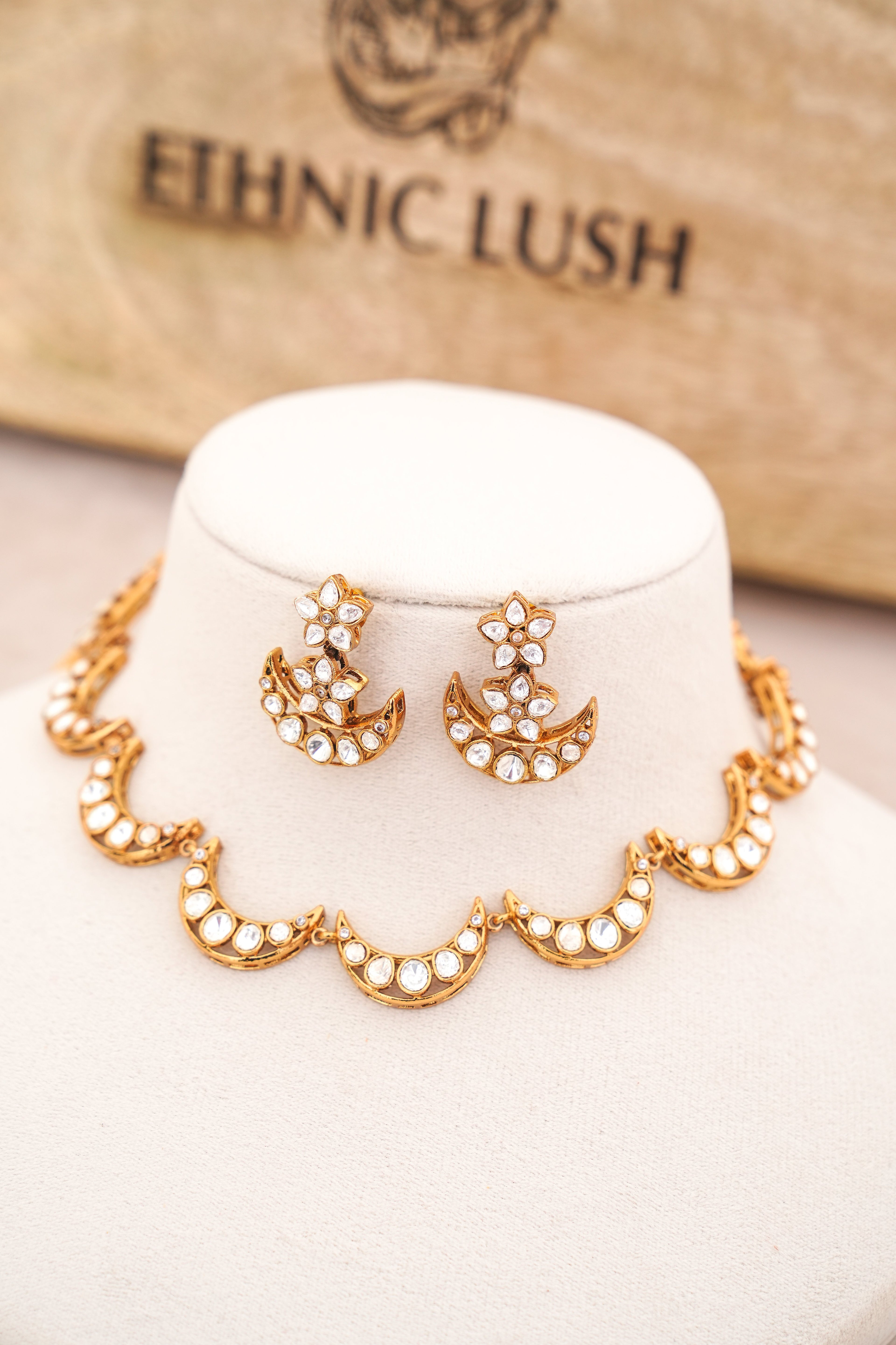 Celestial Crescent Moon Necklace Set