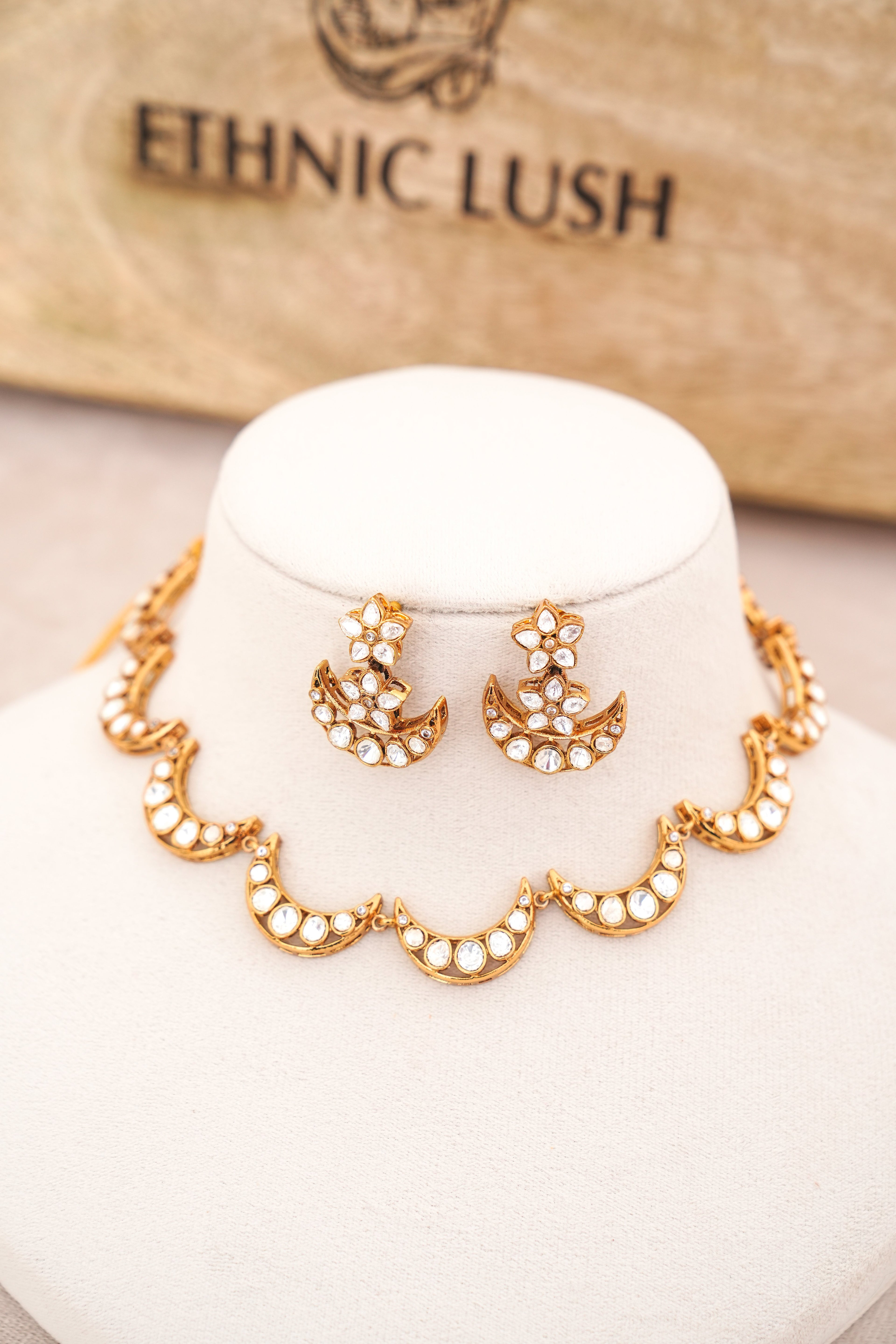Celestial Crescent Moon Necklace Set