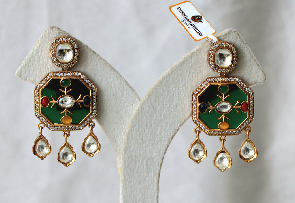 Celestial Green Statement Earrings