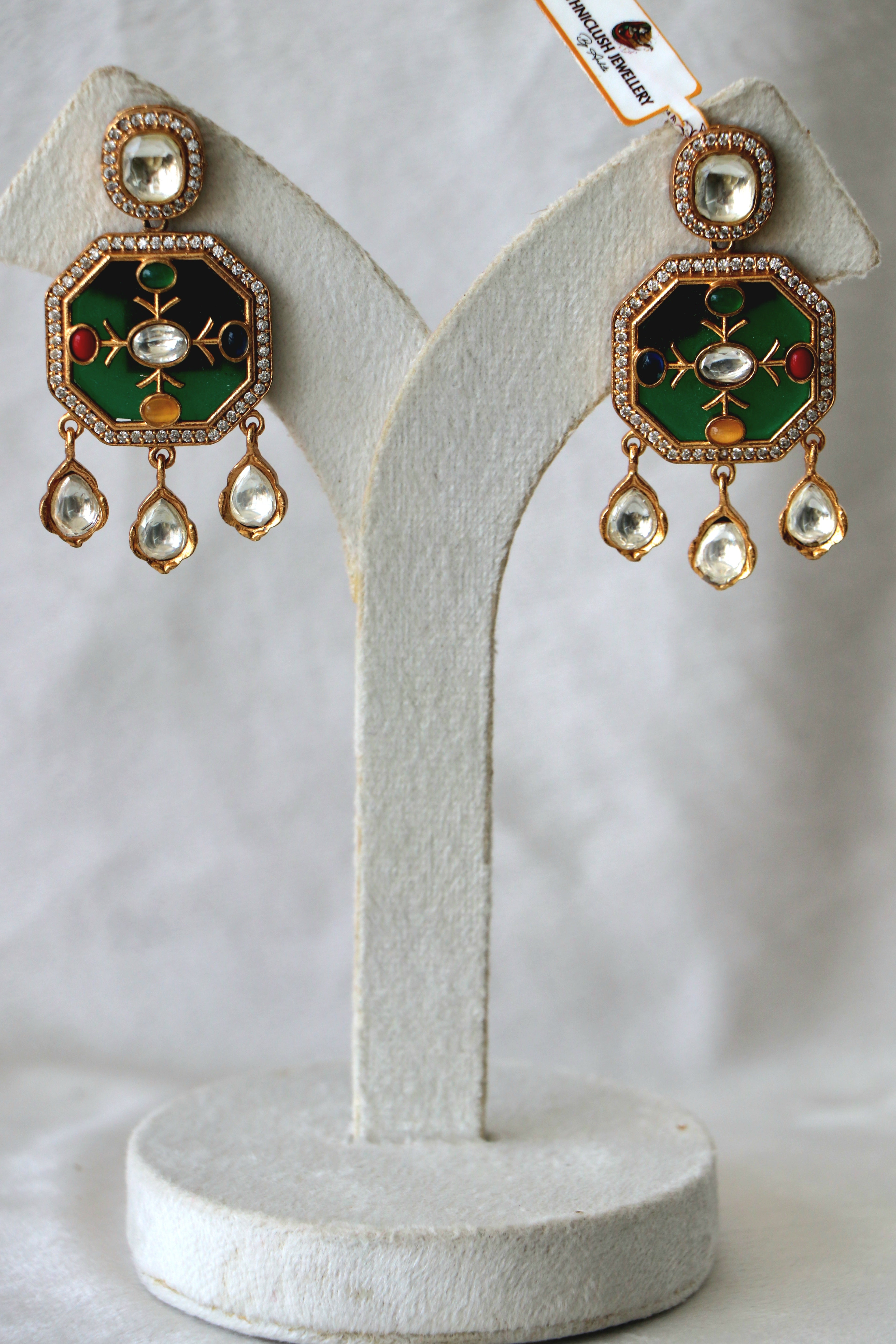 Celestial Green Statement Earrings