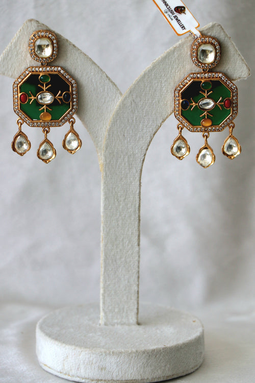 Celestial Green Statement Earrings