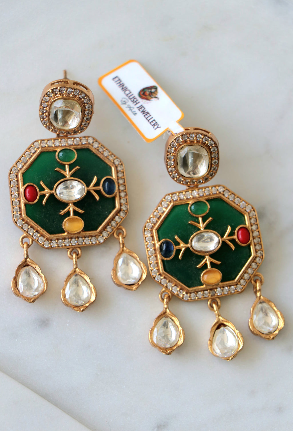 Celestial Green Statement Earrings