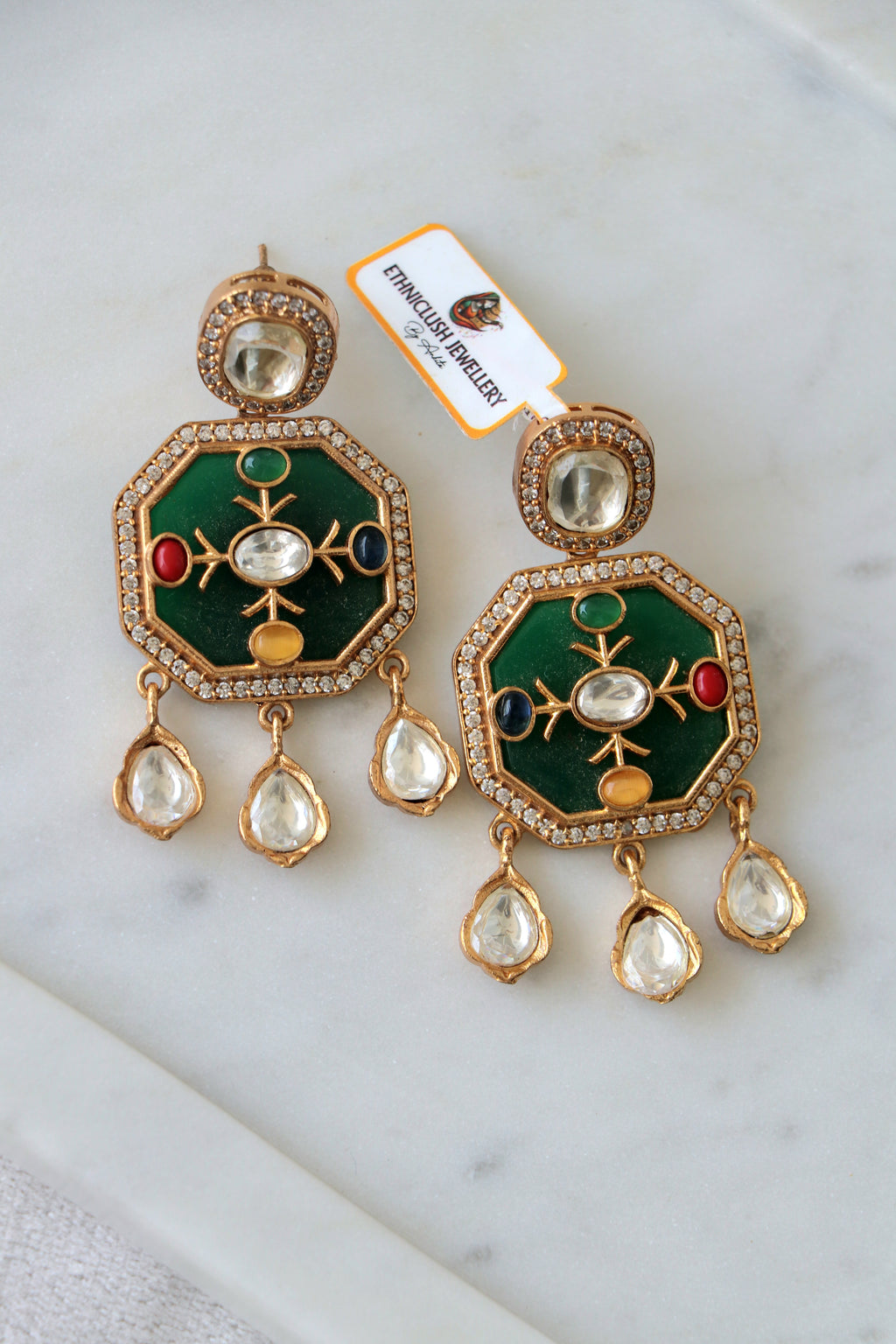 Celestial Green Statement Earrings