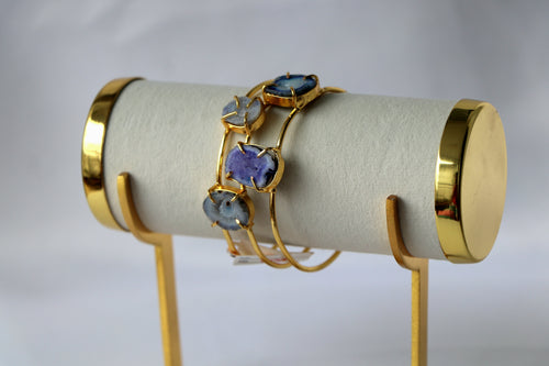 Celestial Spiral Gemstone Agate Cuff Bracelet