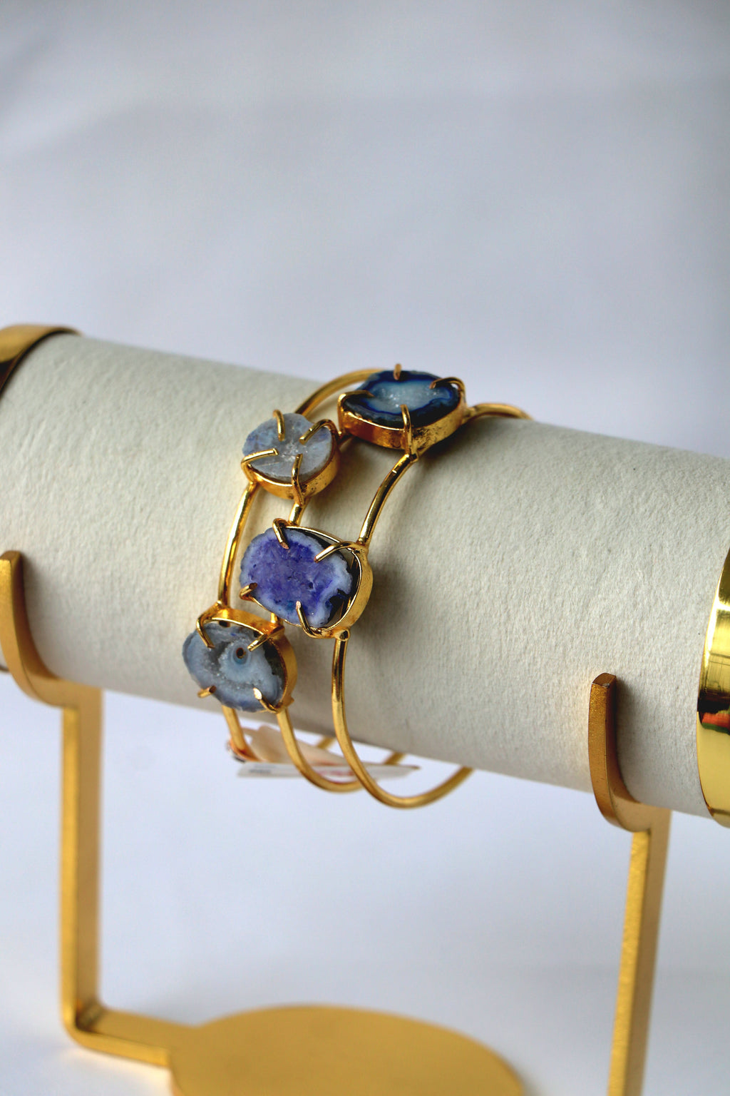 Celestial Spiral Gemstone Agate Cuff Bracelet