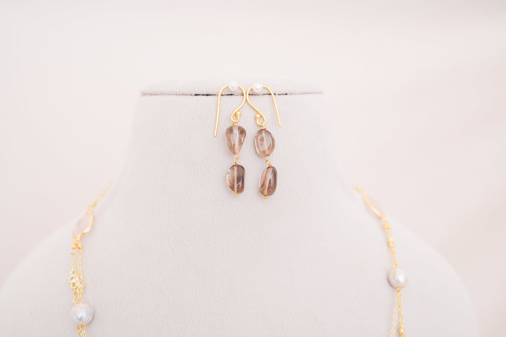 Labradorite & Freshwater Pearl Layered Y Necklace Set