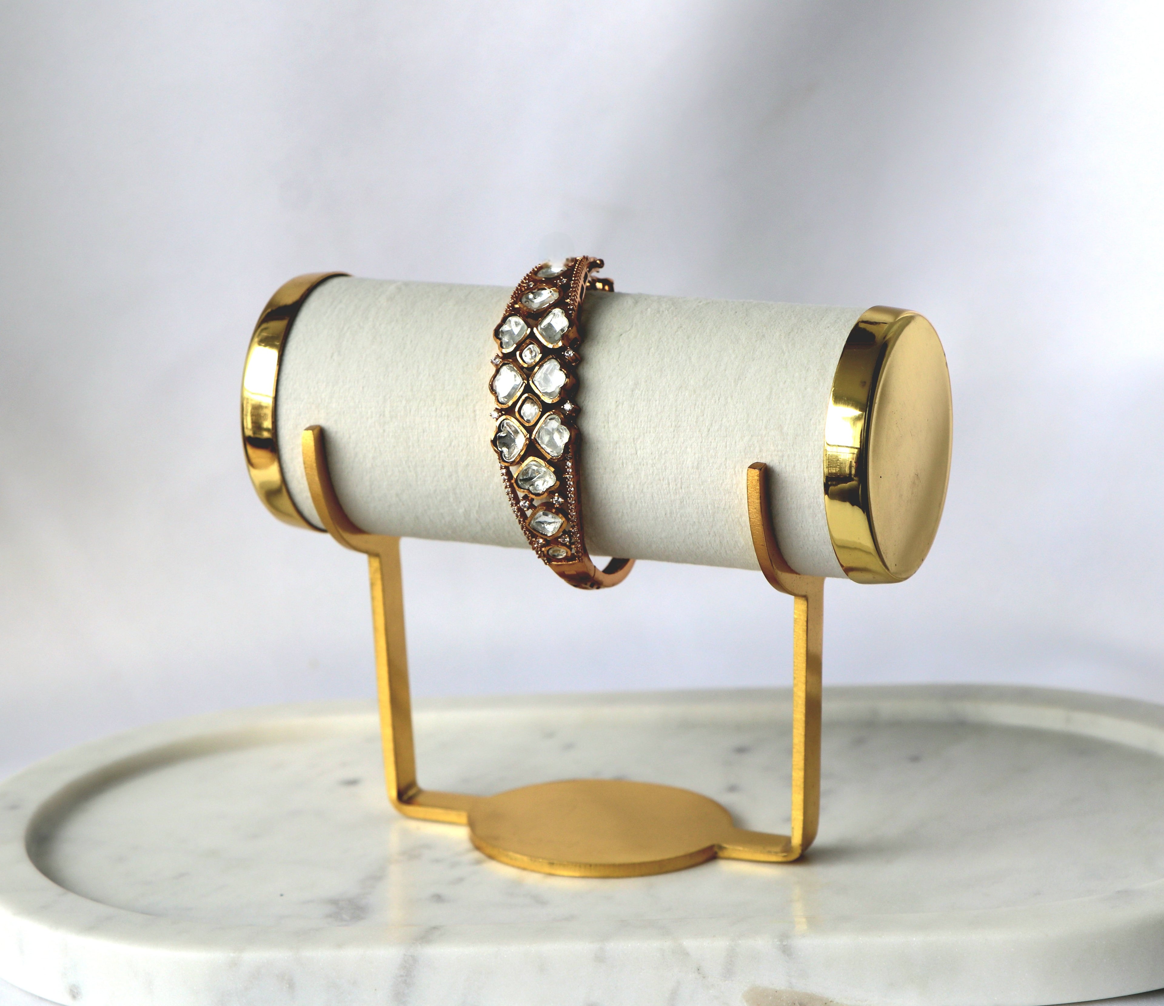 Heart Polki Kundan Openable Bracelet