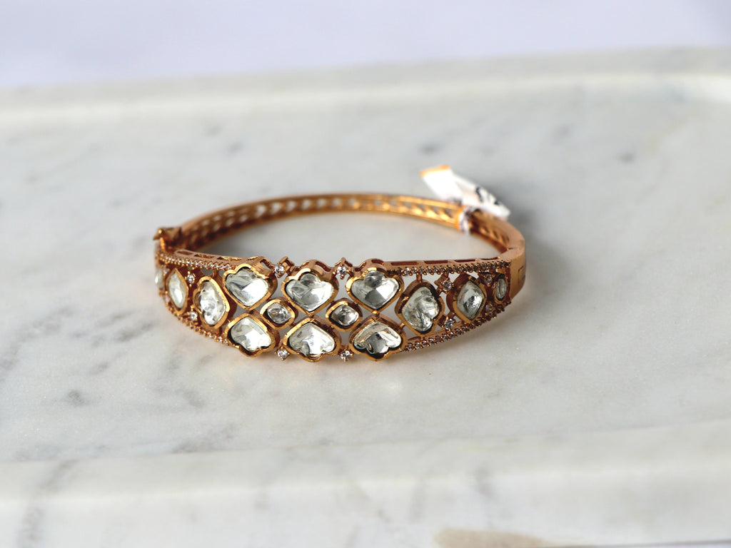 Heart Polki Kundan Openable Bracelet
