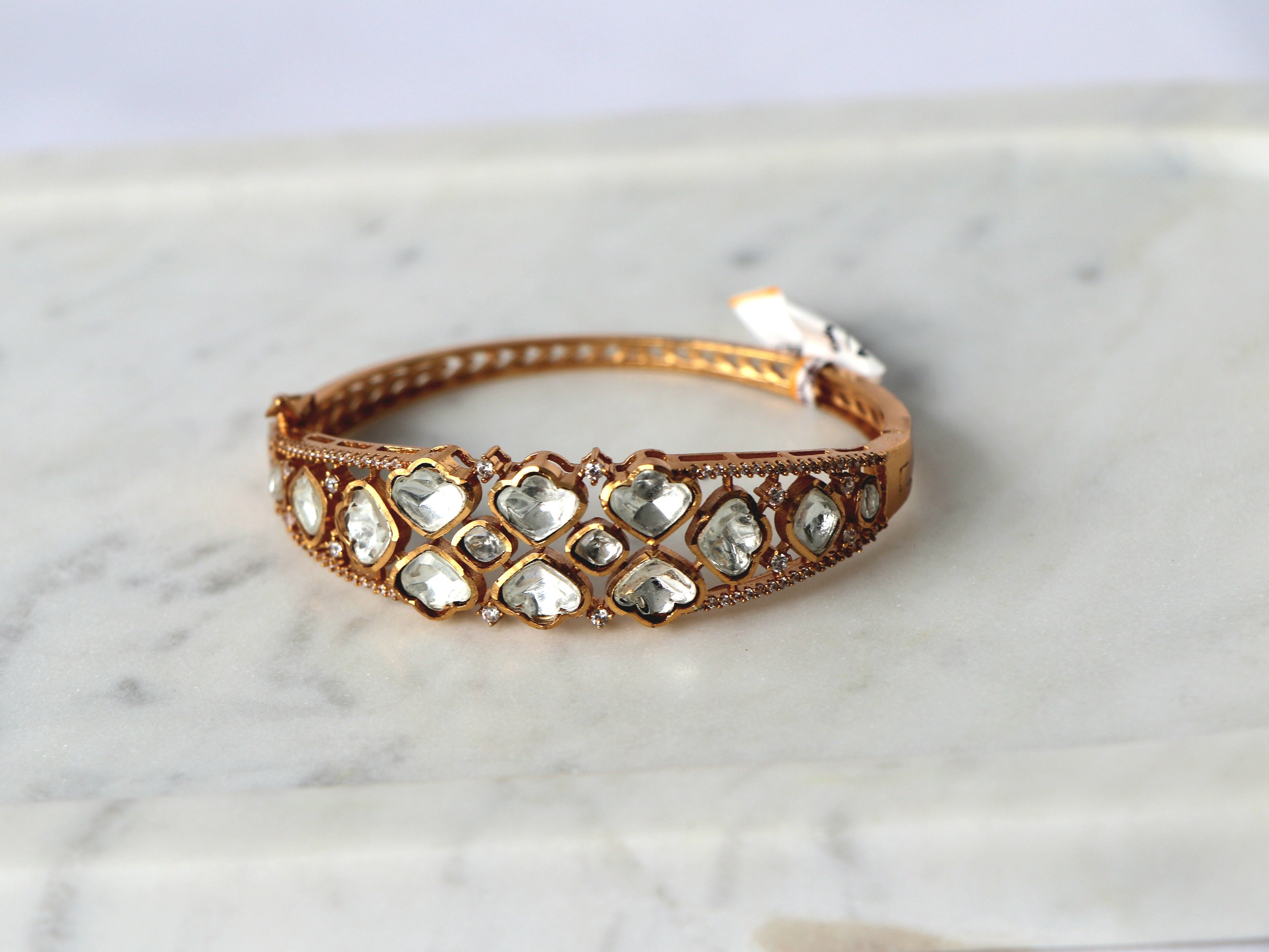 Heart Polki Kundan Openable Bracelet