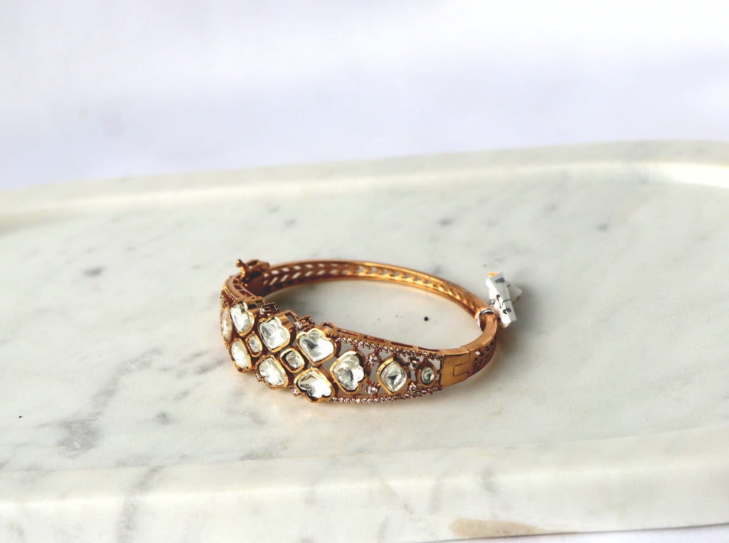 Heart Polki Kundan Openable Bracelet