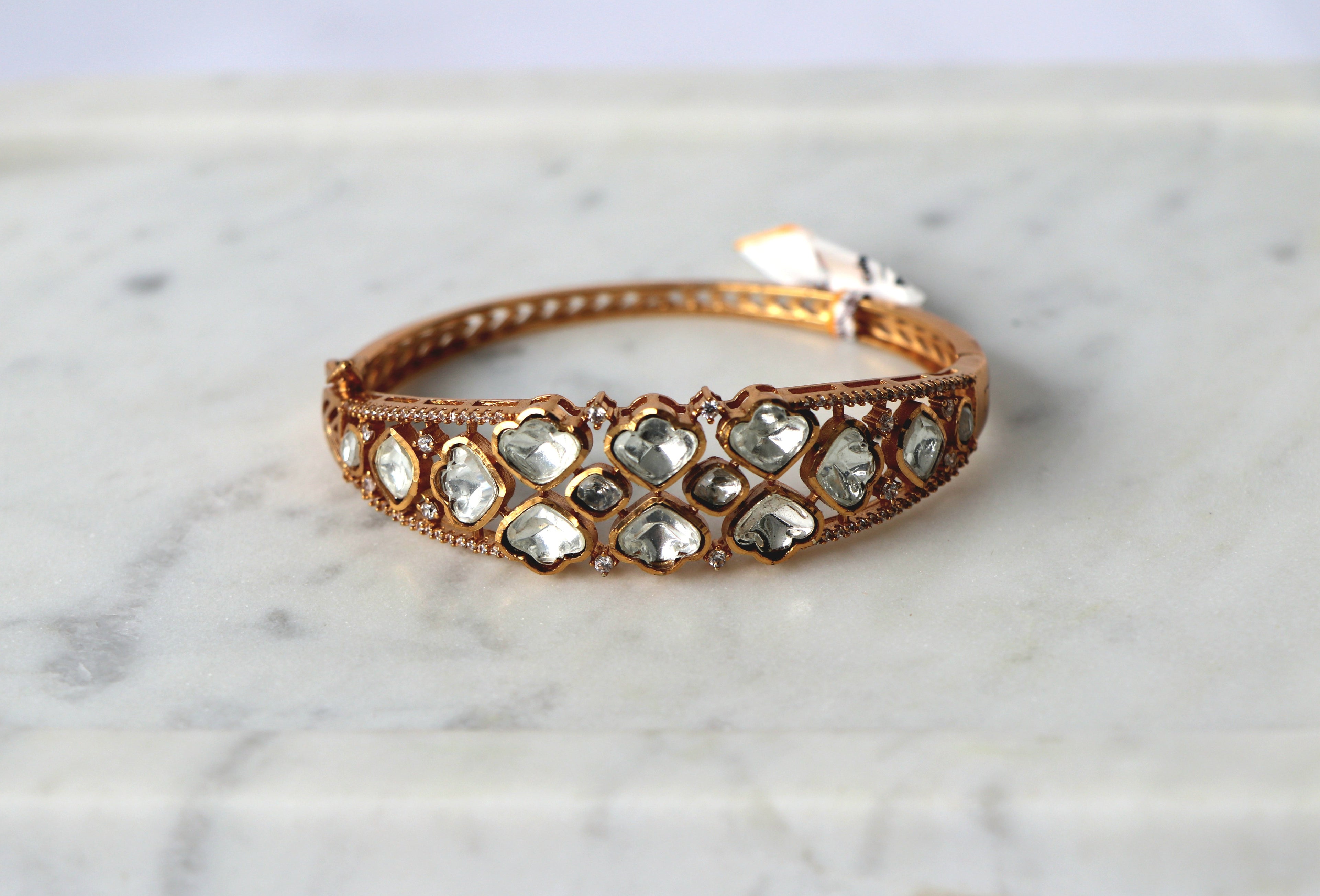Heart Polki Kundan Openable Bracelet