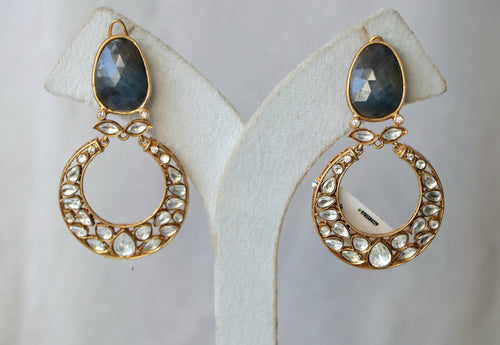 Celestial Kyanite Sapphire  Polki  Earrings