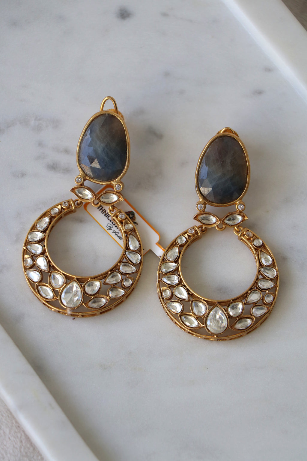 Celestial Kyanite Sapphire  Polki  Earrings
