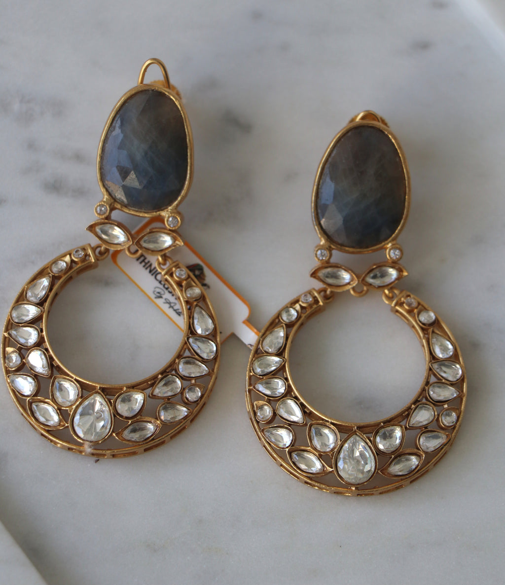 Celestial Kyanite Sapphire  Polki  Earrings