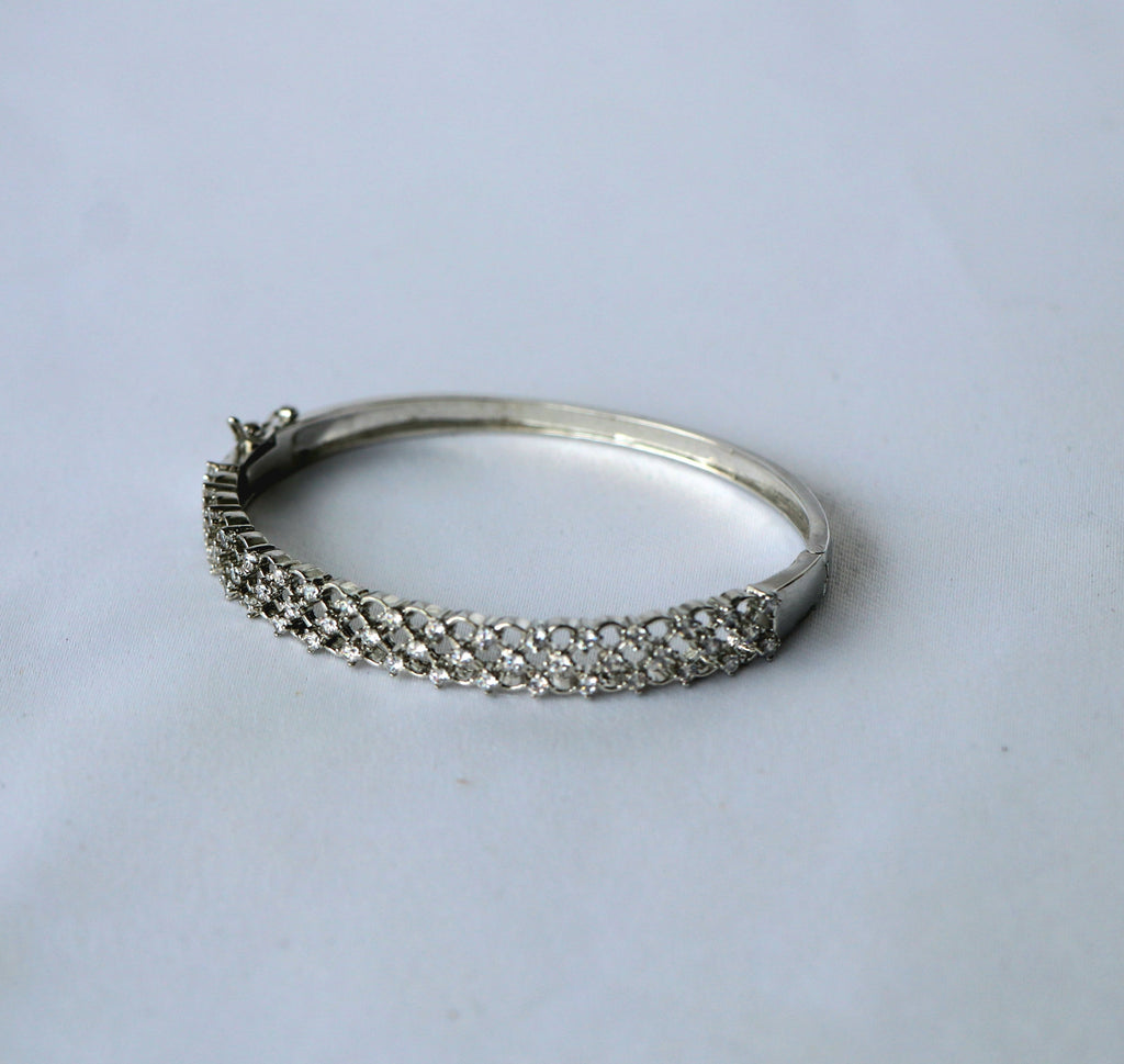 Celestial Silver CZ Lattice Openable Bracelet