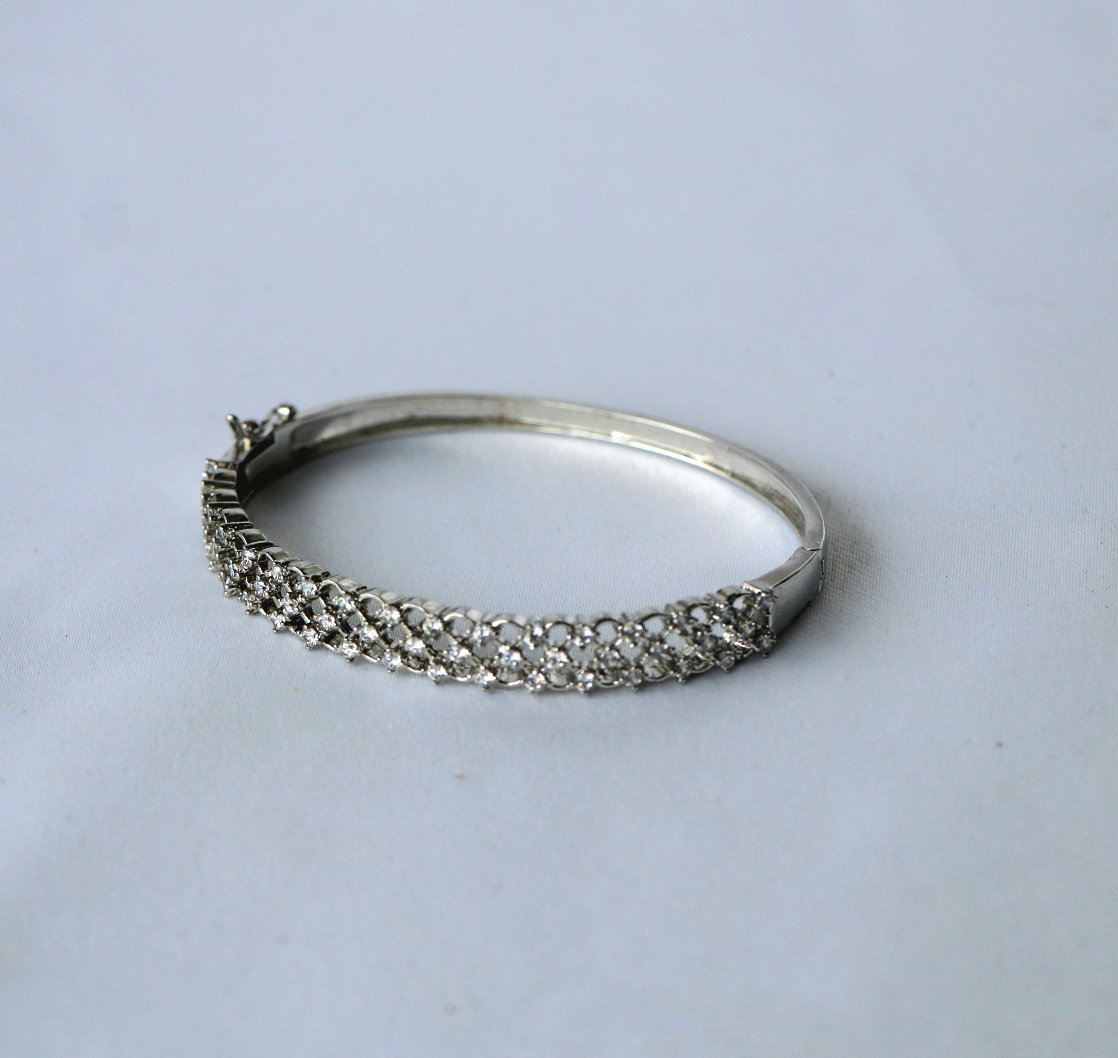 Celestial Silver CZ Lattice Openable Bracelet