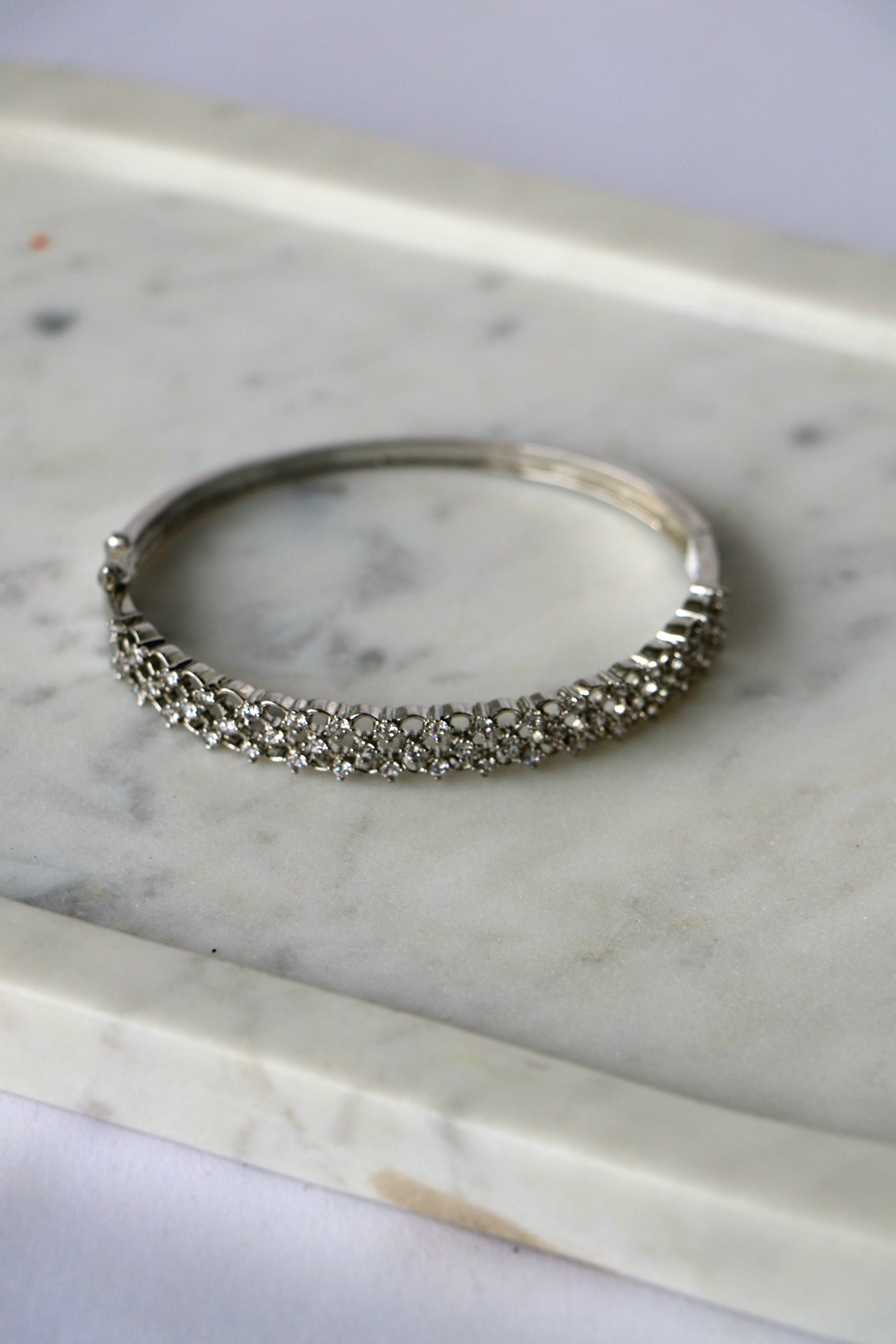 Celestial Silver CZ Lattice Openable Bracelet