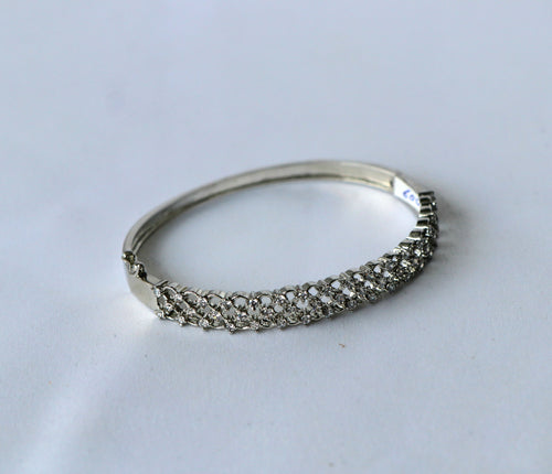 Celestial Silver CZ Lattice Openable Bracelet