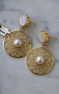 Celestial Lattice Pearl Earrings