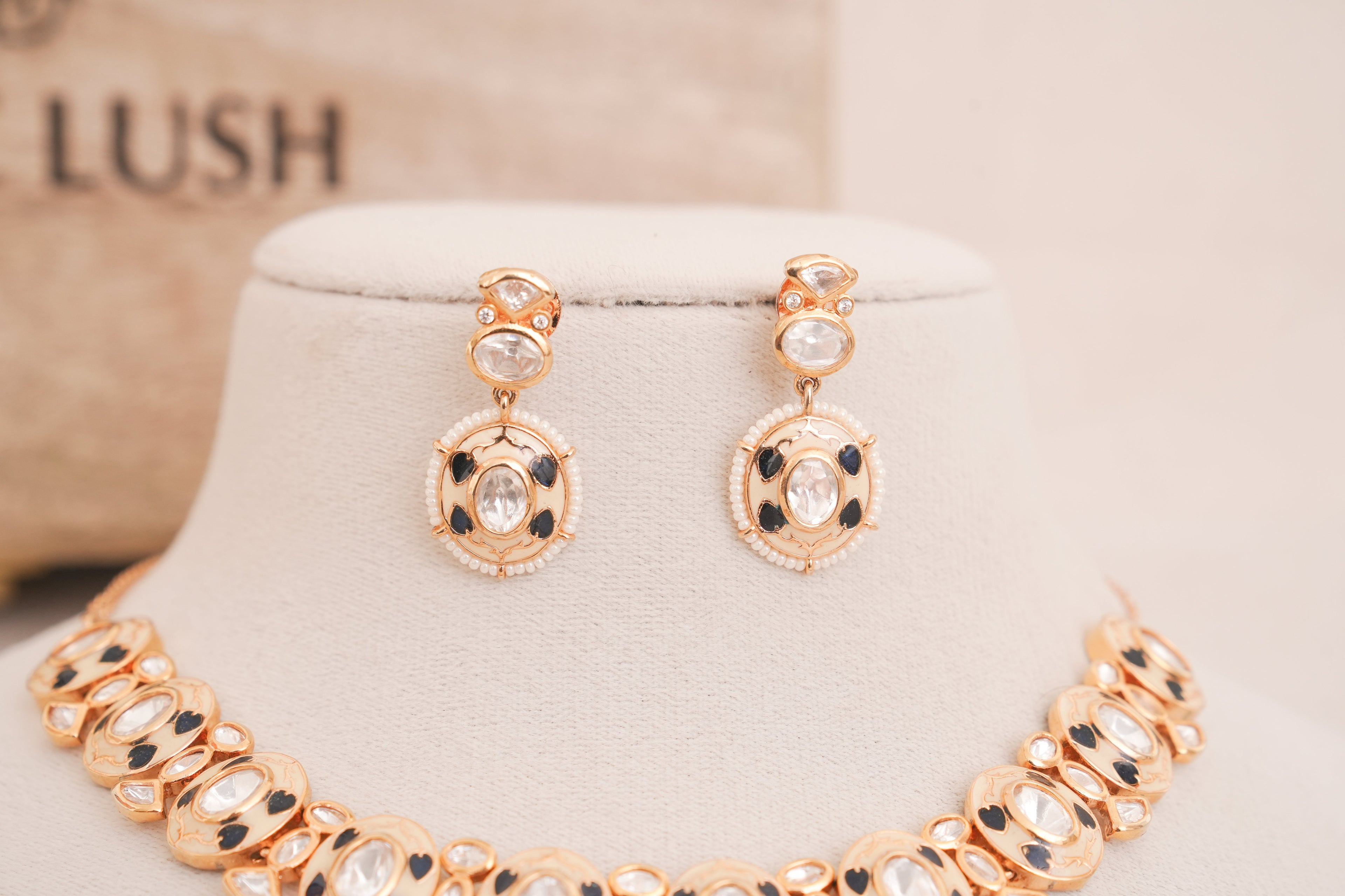 Classic Polki Meenakari Choker Earring Set