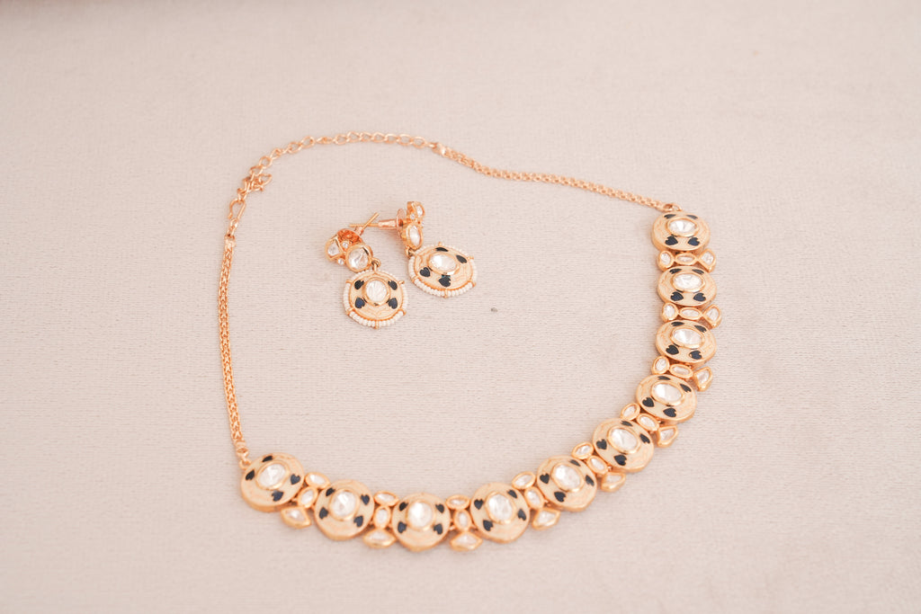 Classic Polki Meenakari Choker Earring Set