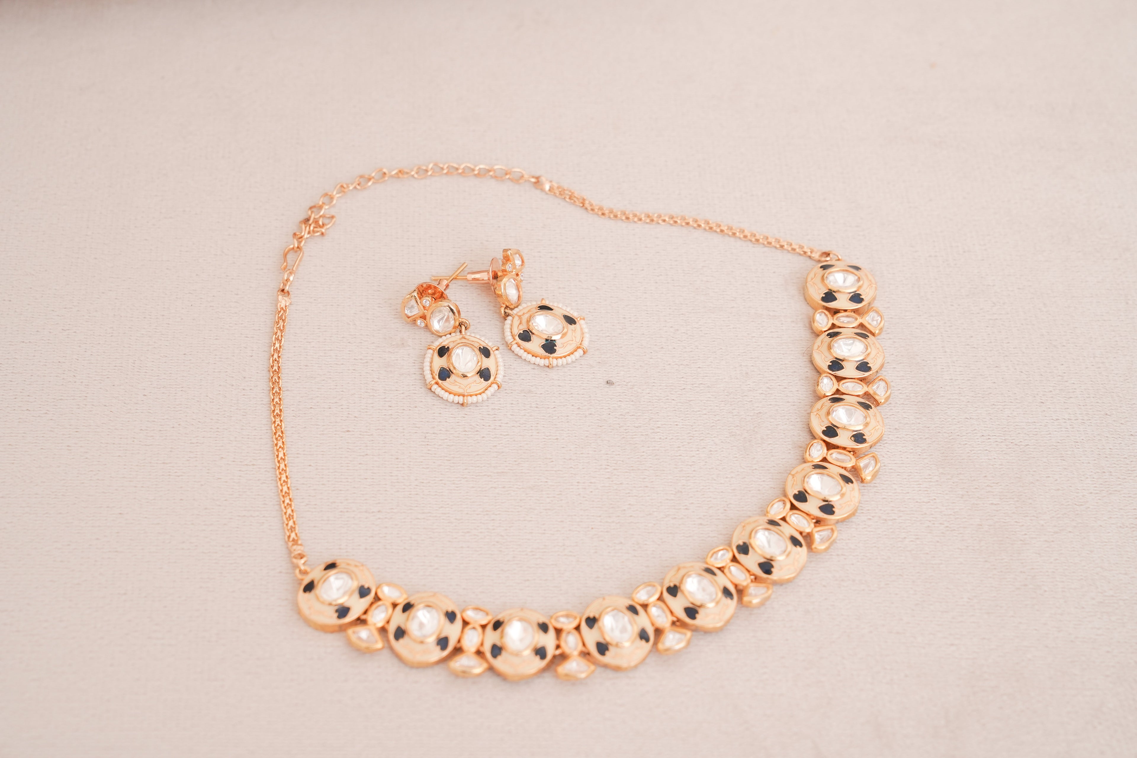 Classic Polki Meenakari Choker Earring Set