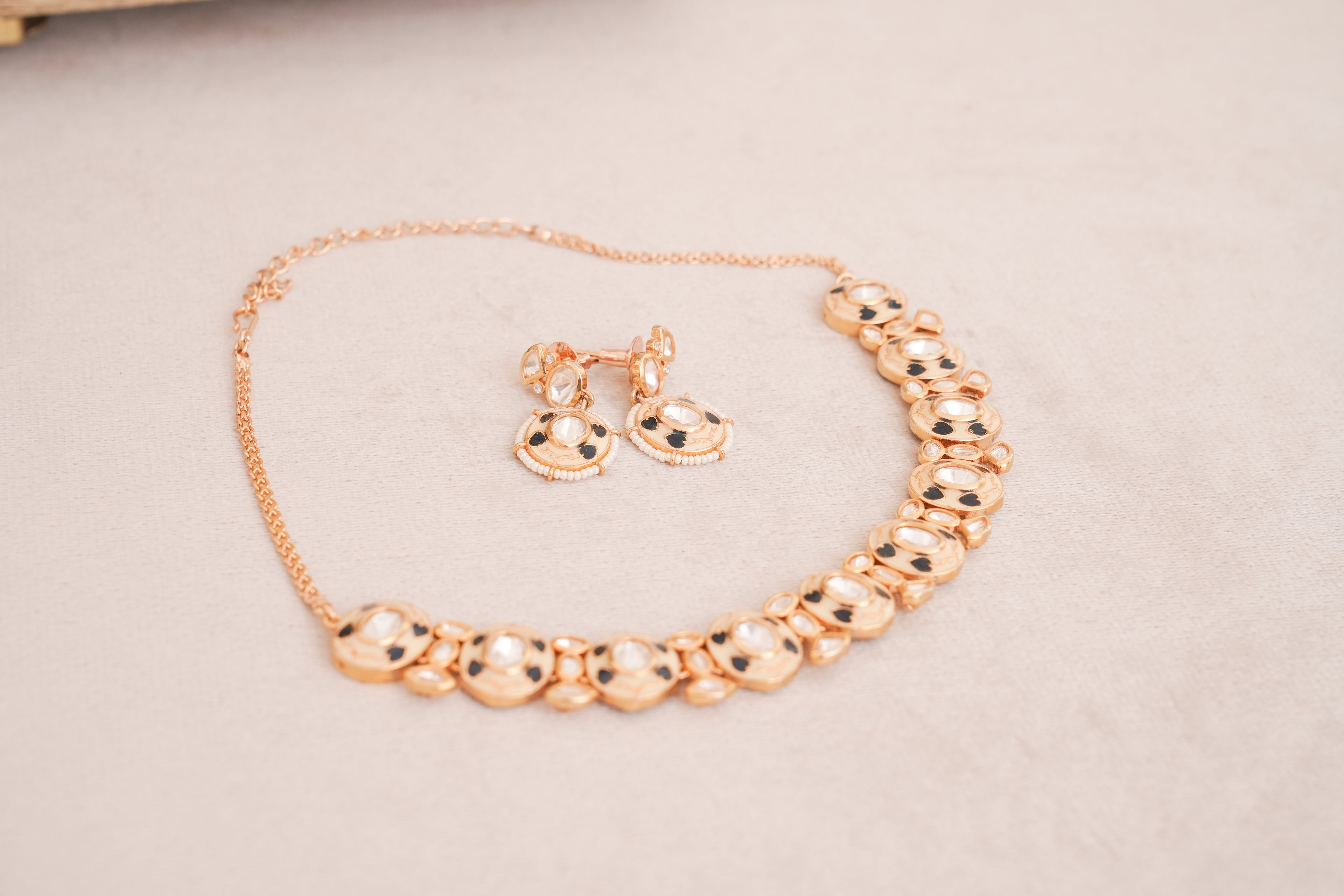 Classic Polki Meenakari Choker Earring Set