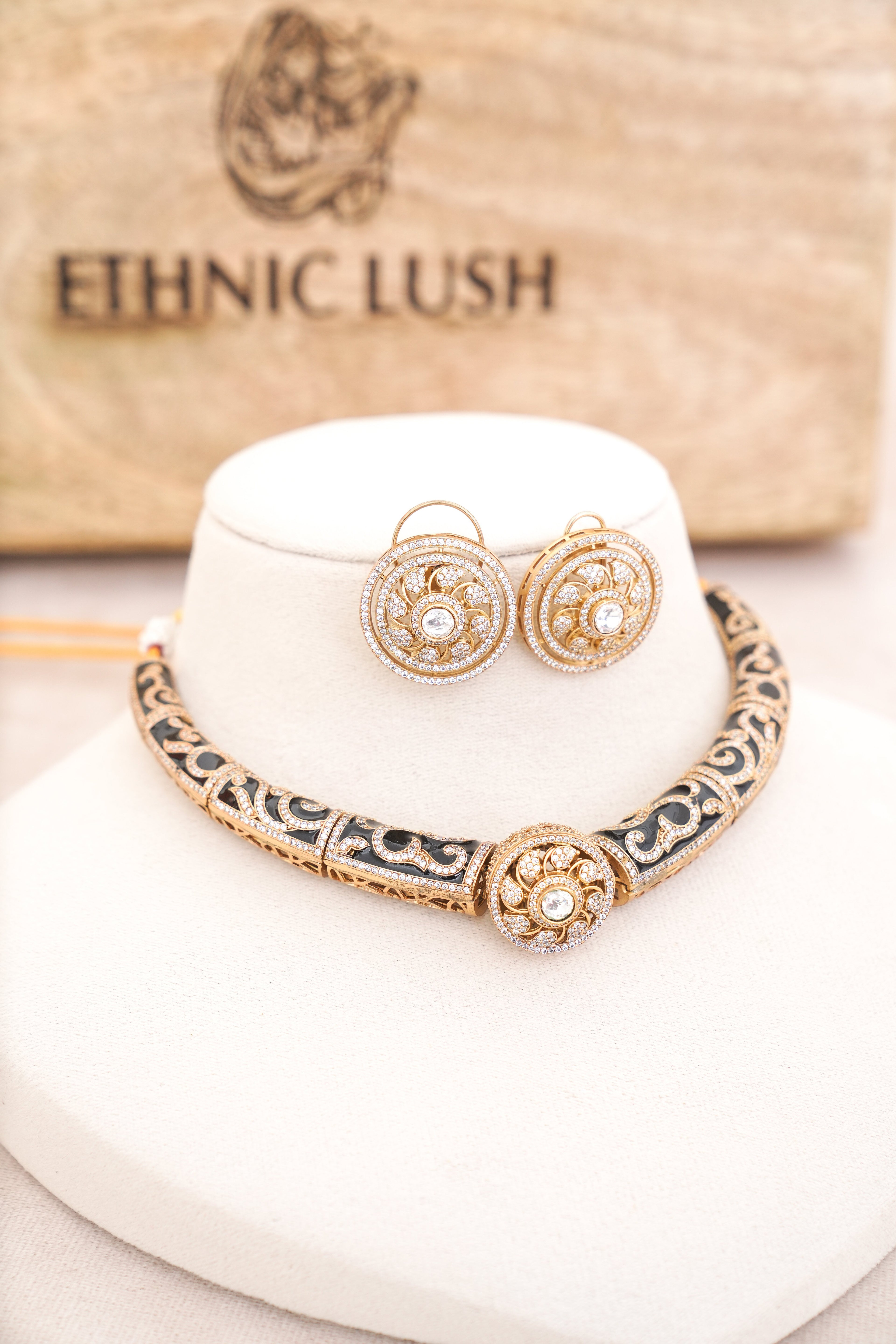 Celestial Lotus Choker  Earrings Set
