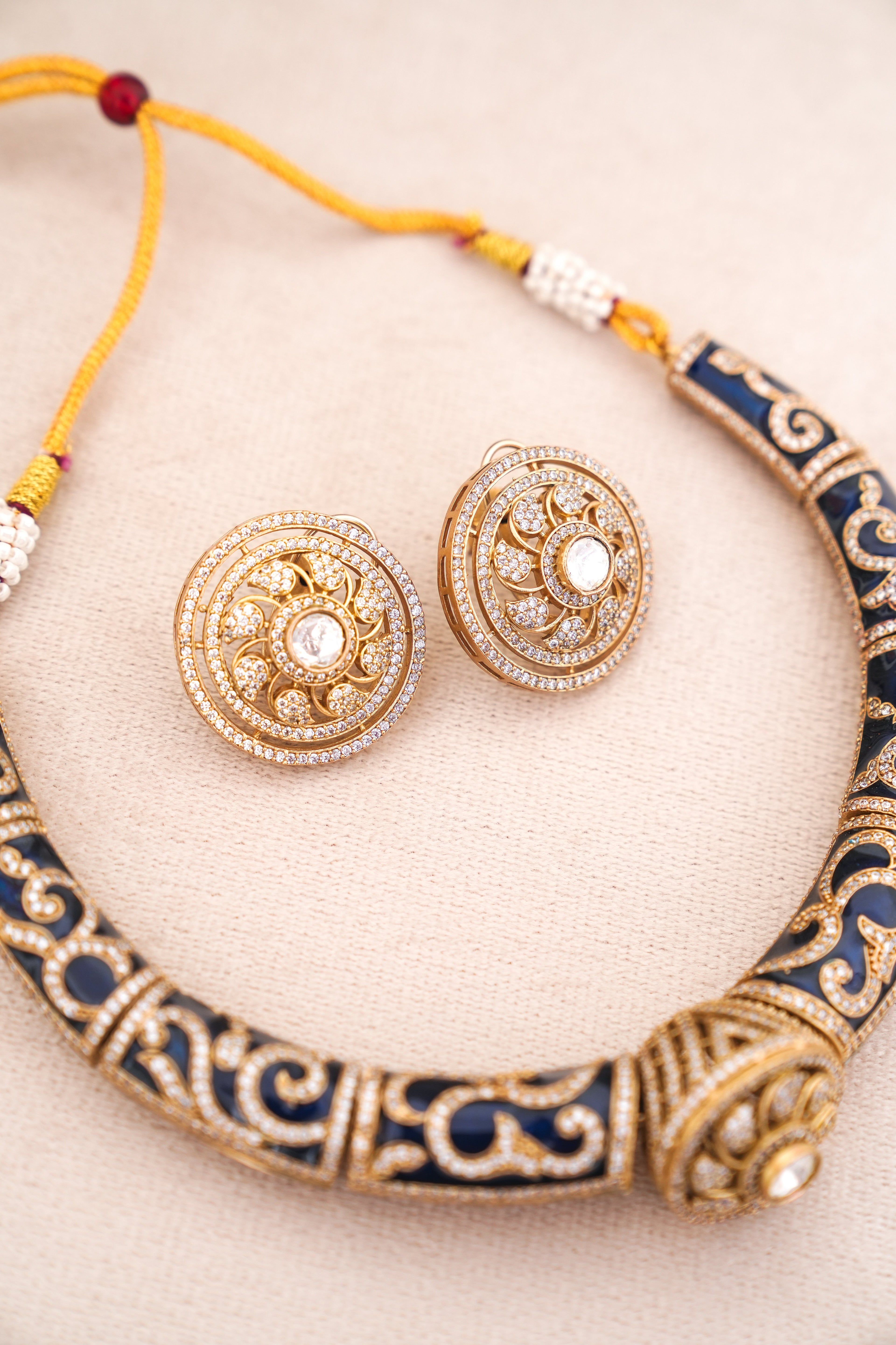 Celestial Lotus Choker  Earrings Set