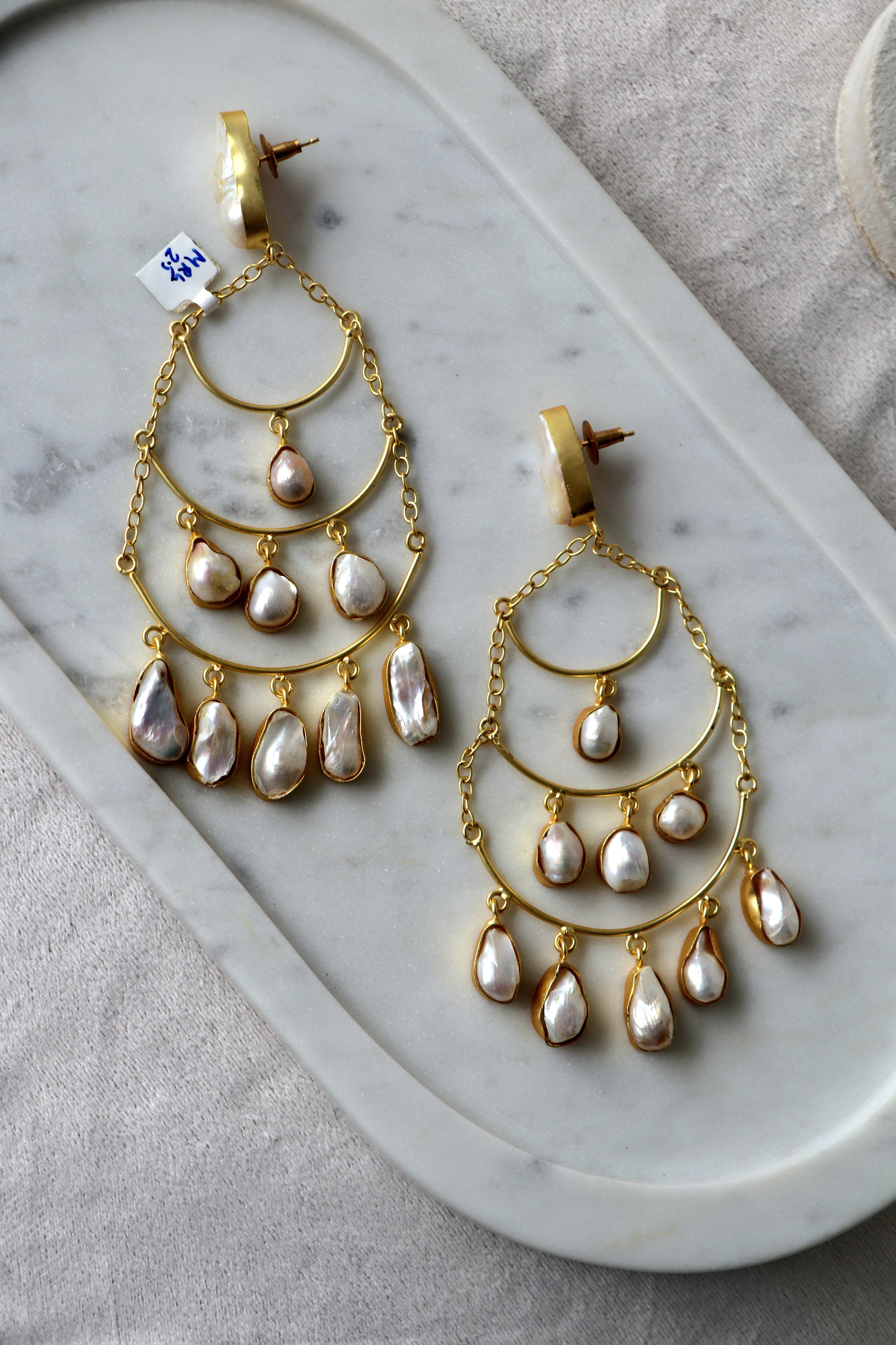 Celestial Pearl Cascade Earrings