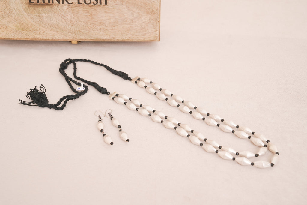 Dholki Bead Layered Necklace Set