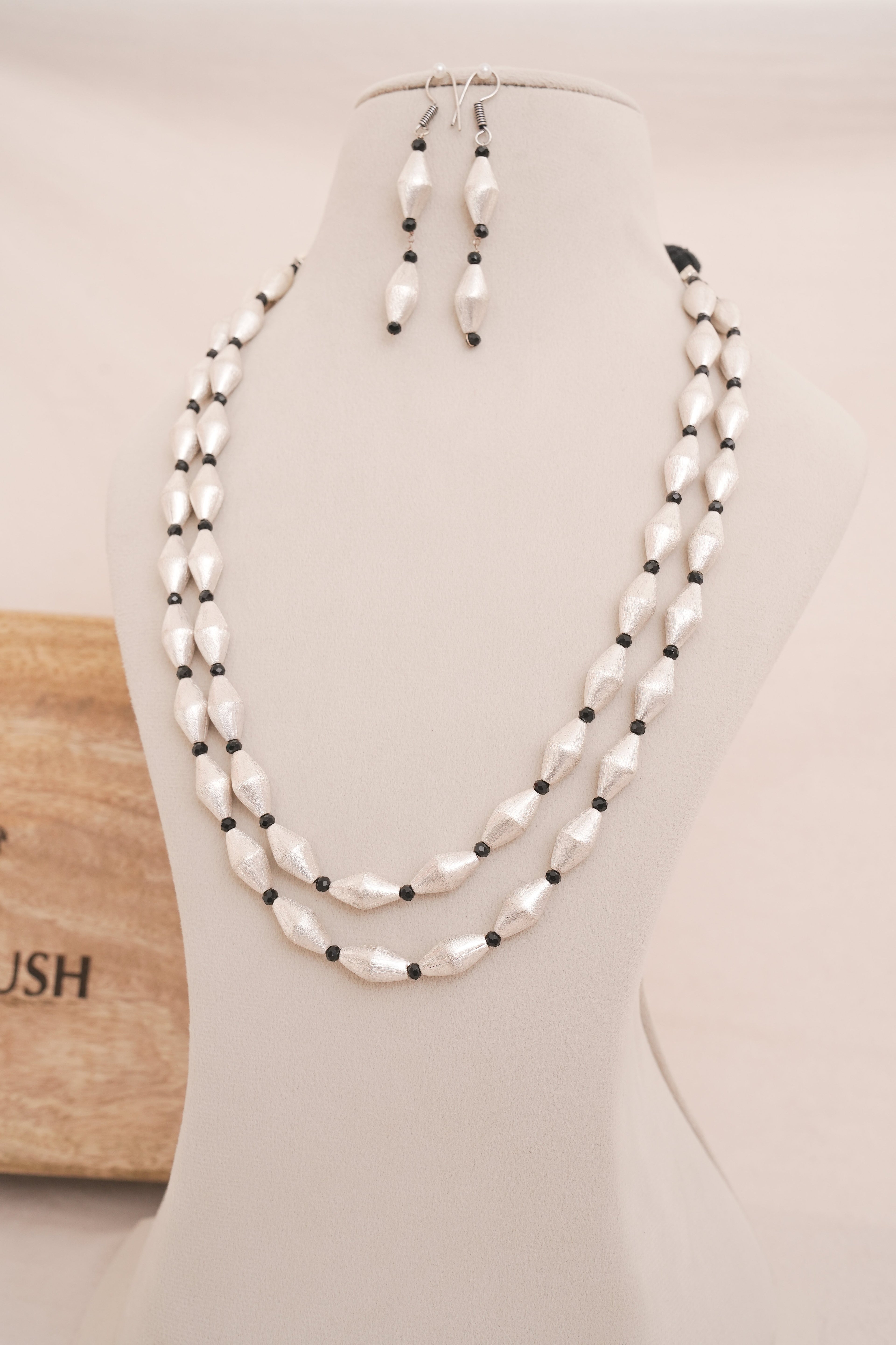 Dholki Bead Layered Necklace Set