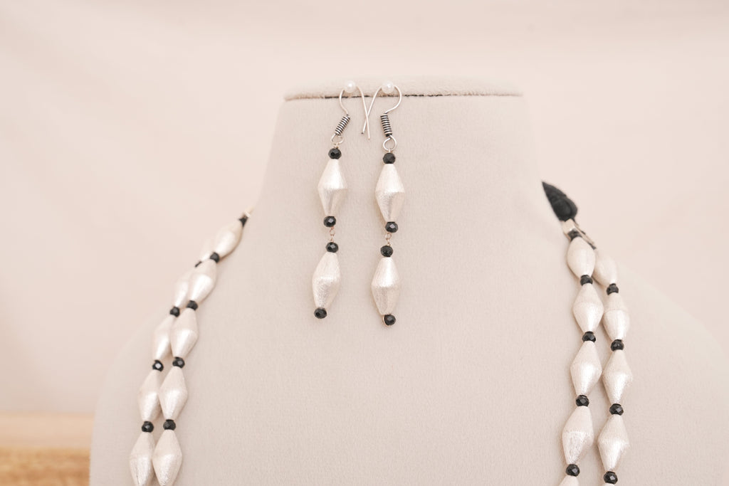 Dholki Bead Layered Necklace Set