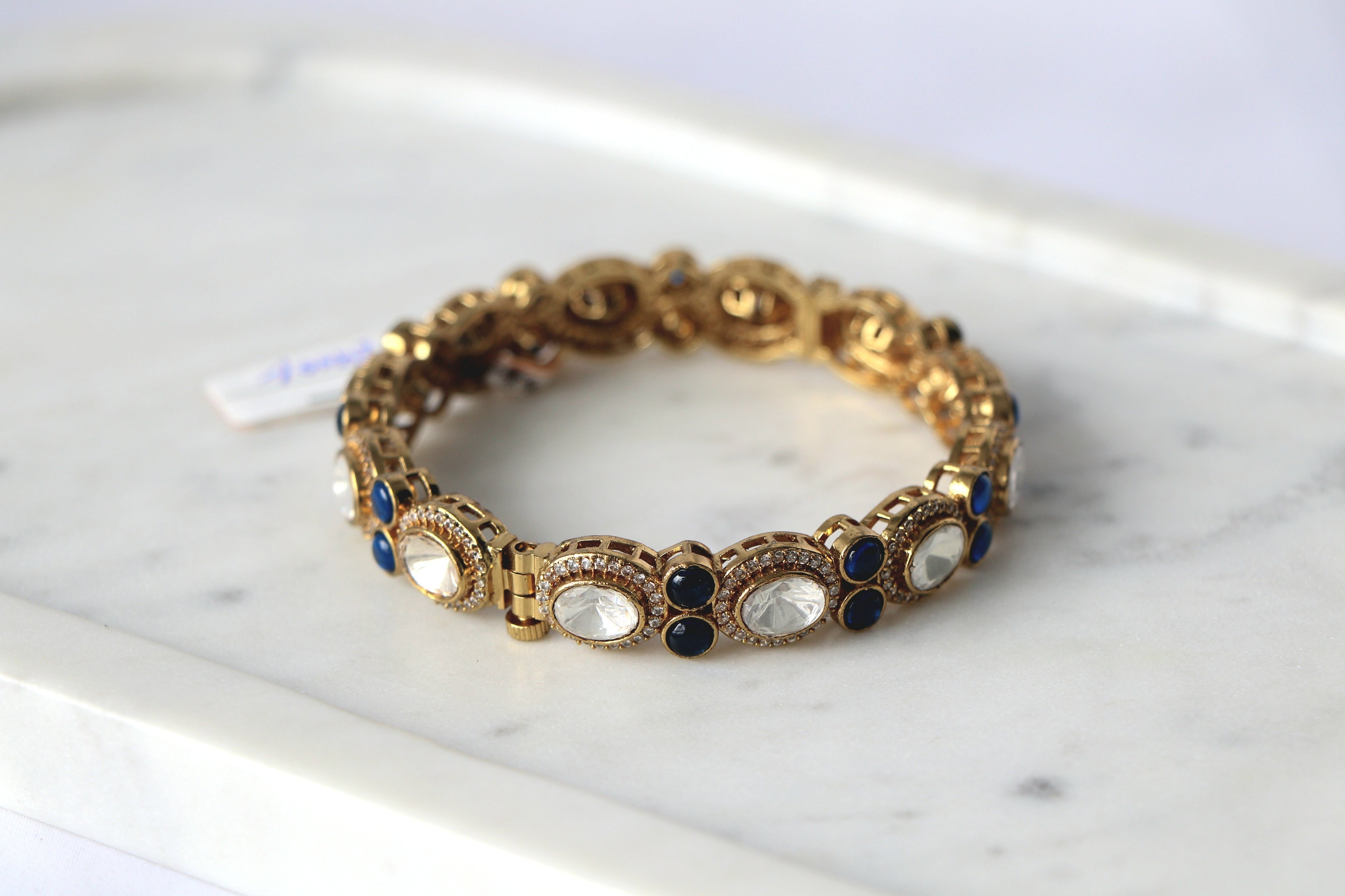 Celestial Blue Kundan Halo Heritage Bangle
