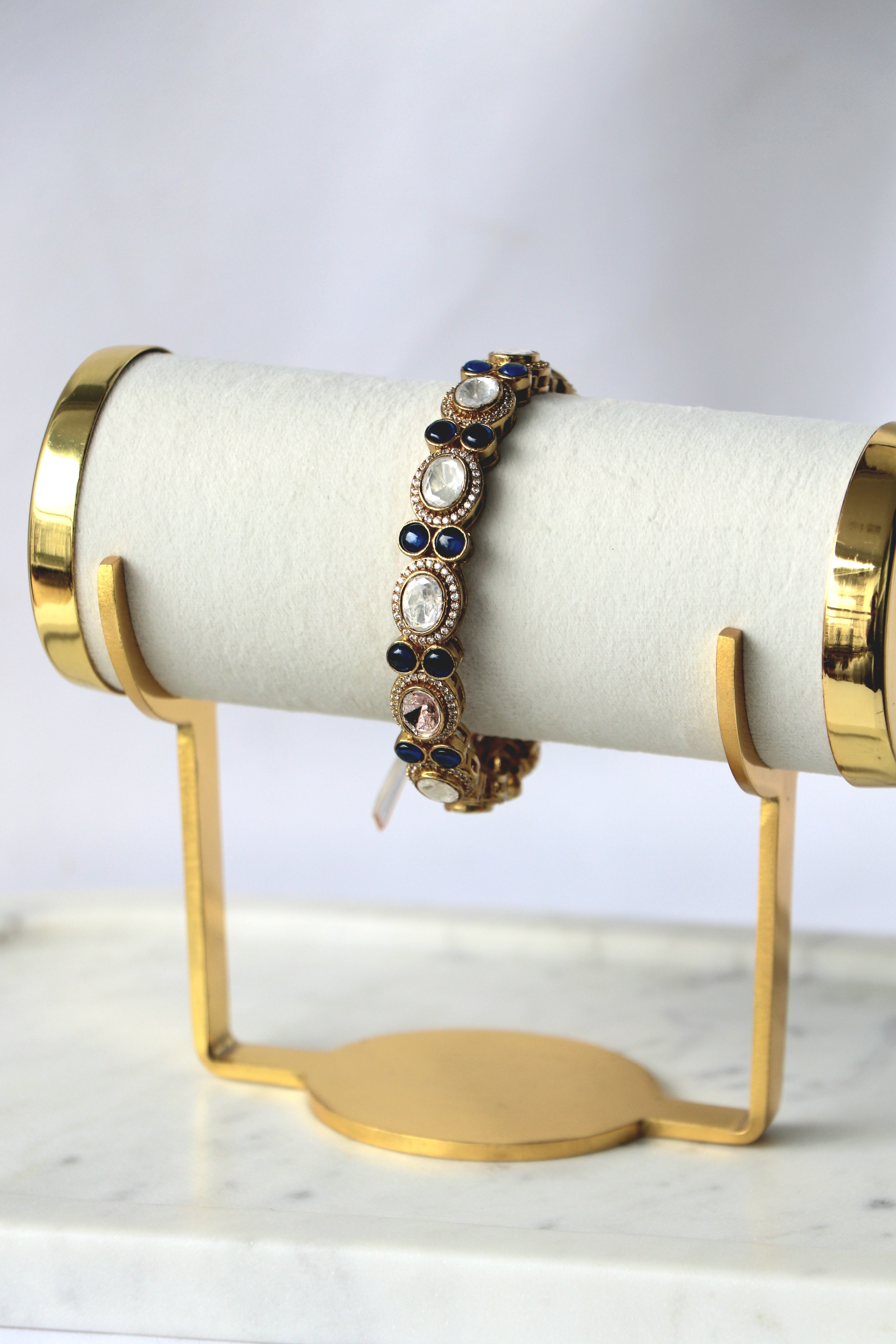 Celestial Blue Kundan Halo Heritage Bangle