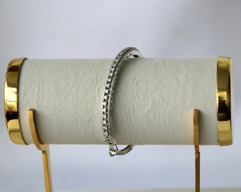 Celestial Silver Double Row CZ Openable Bracelet