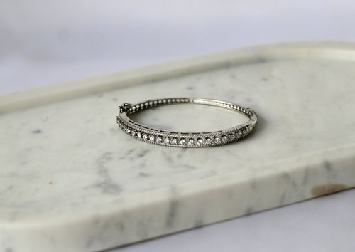 Celestial Silver Double Row CZ Openable Bracelet