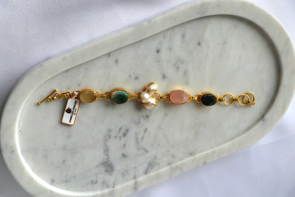 Gemstone Pearl Cascade Necklace