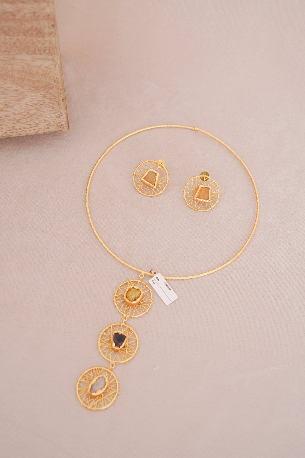 Celestial Web Multicolour Wire Brass Hasli Set