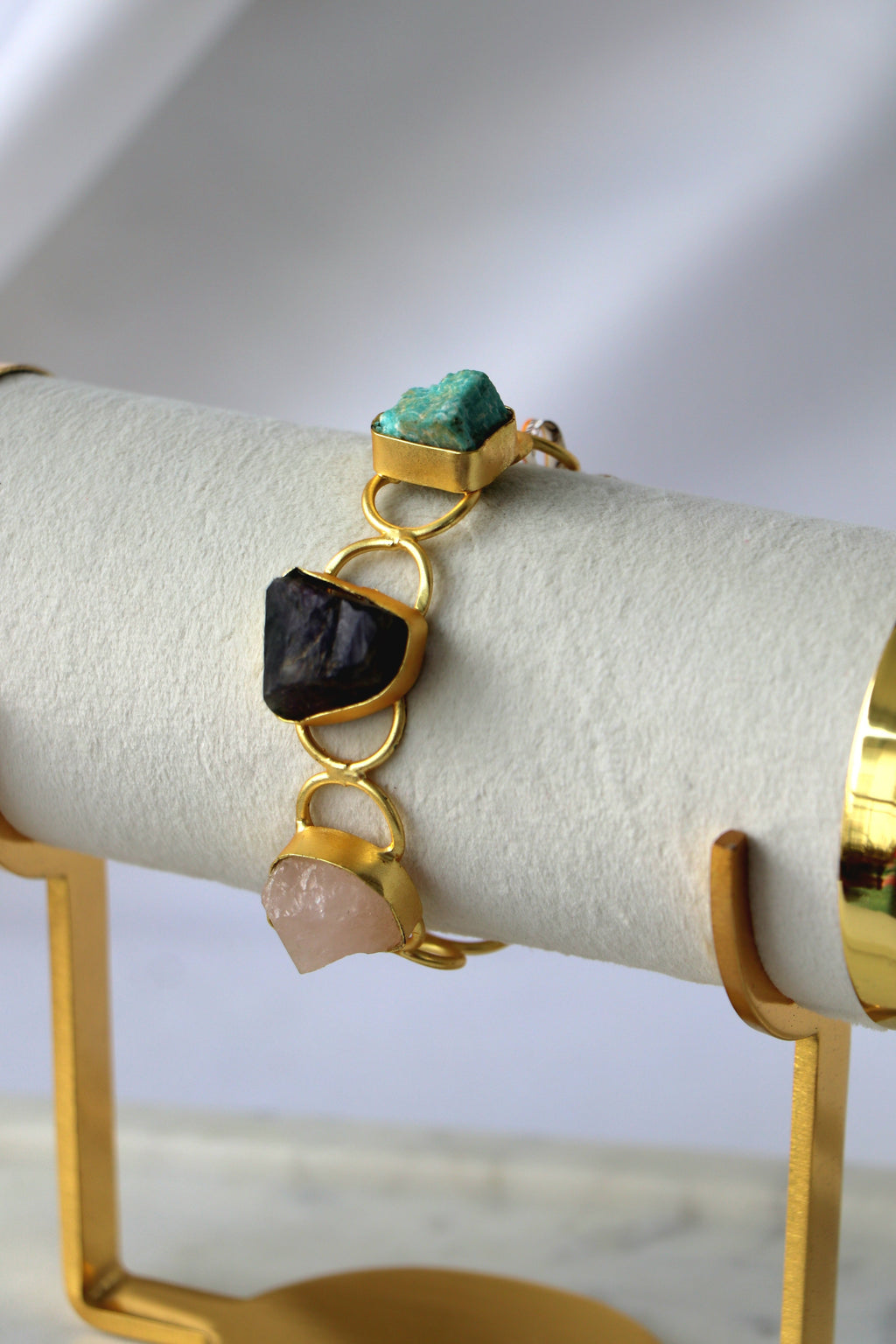 Ruby Amethyst Quartz Triad Bracelet