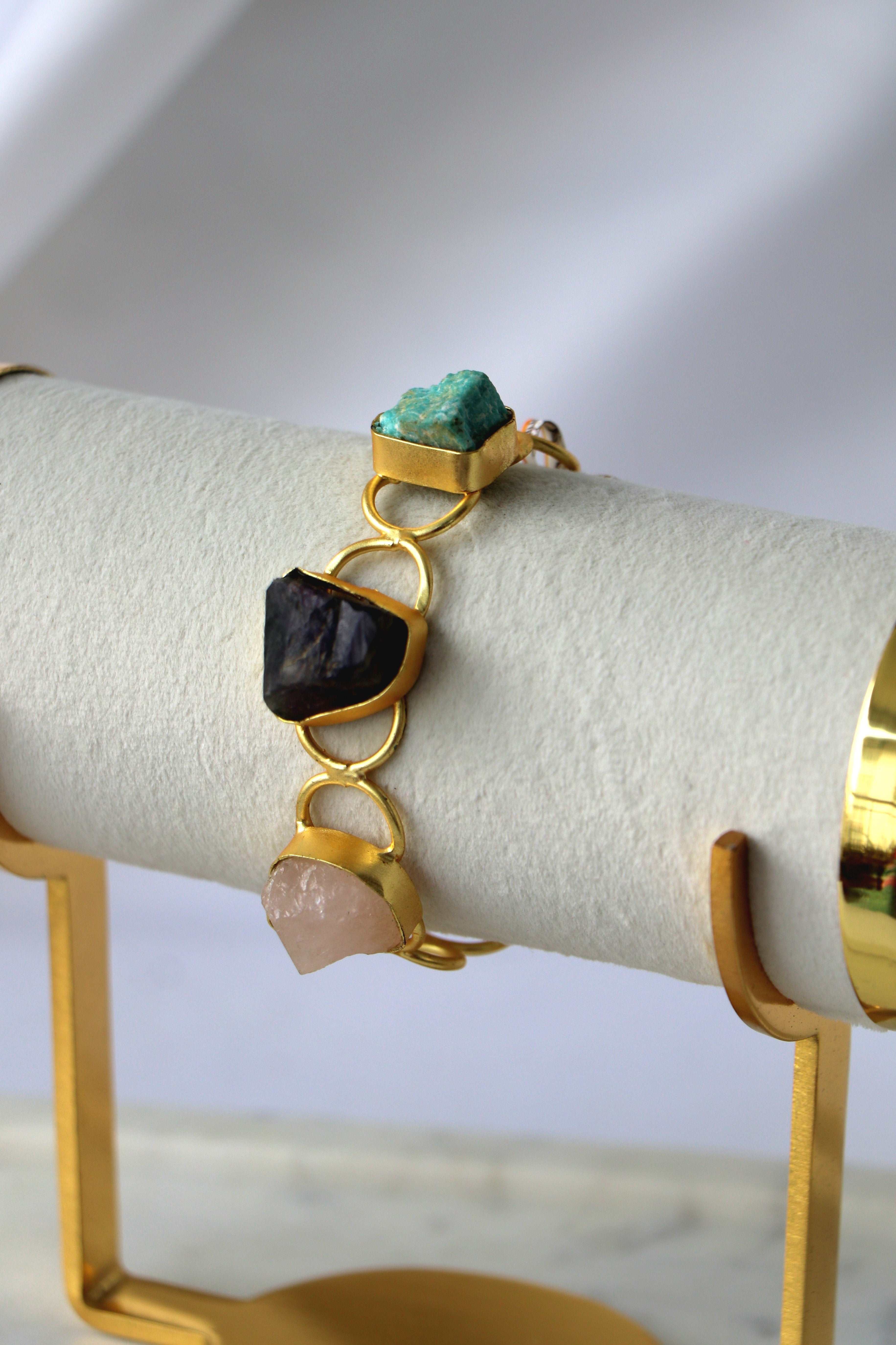 Ruby Amethyst Quartz Triad Bracelet