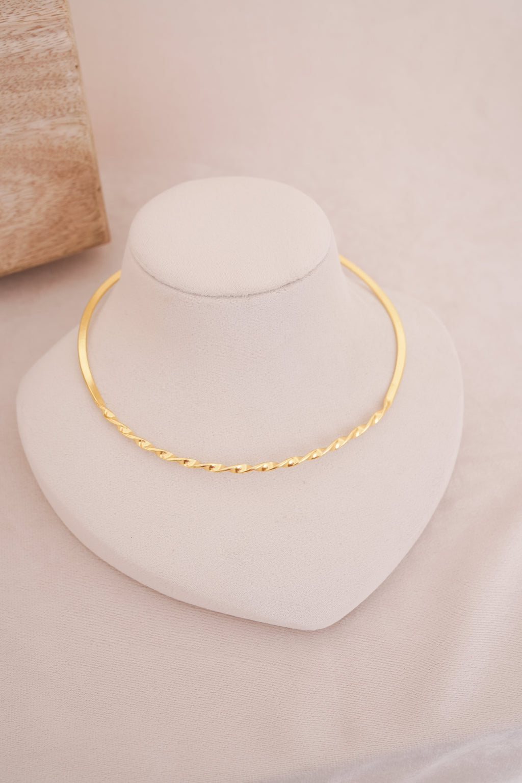 Minimalist Twisted Brass Hasli Necklace